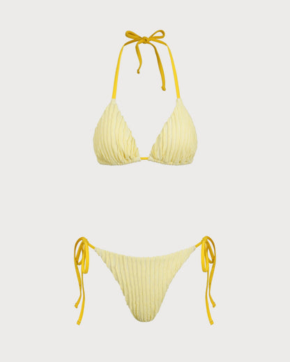 Yellow Halter Triangle Bikini Set