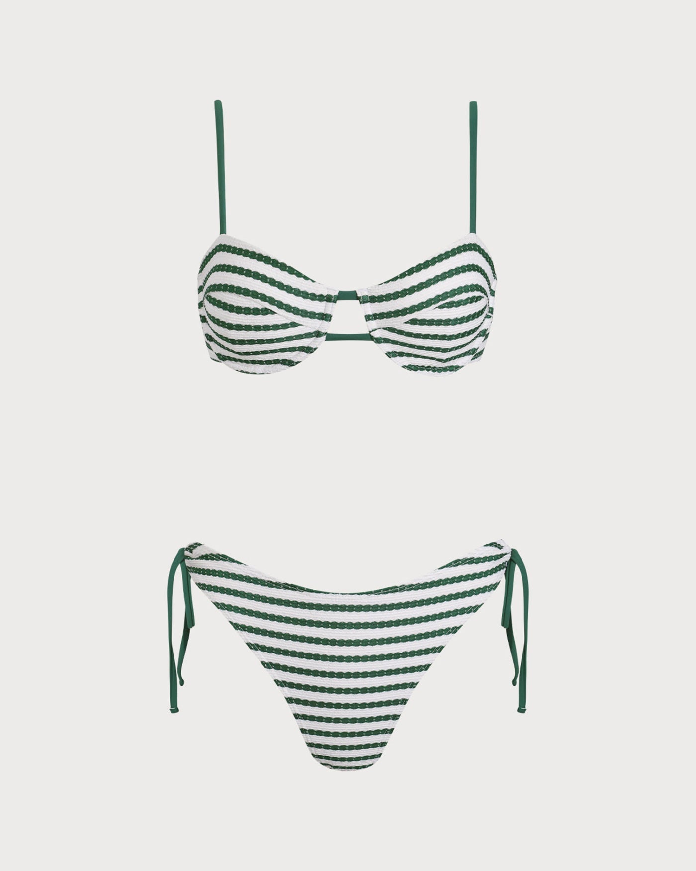 Green Striped Underwire Bikini Set