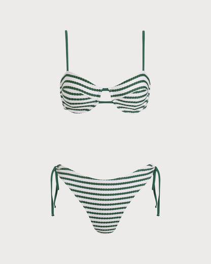 Green Striped Underwire Bikini Set