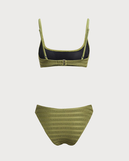 Army Green Ruffle Bikini Set