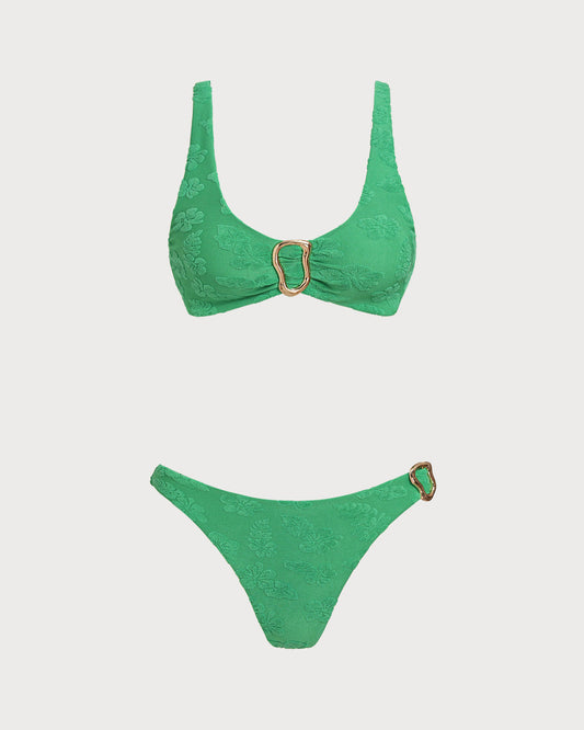 Green U Neck Bralette Bikini Set