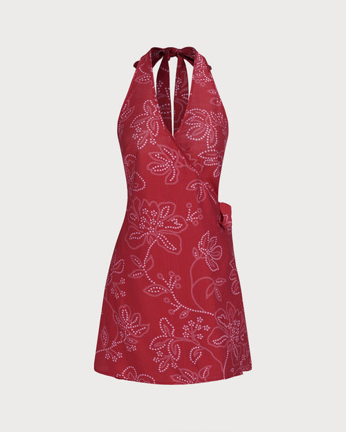 Red Halter Neck Beach Dress