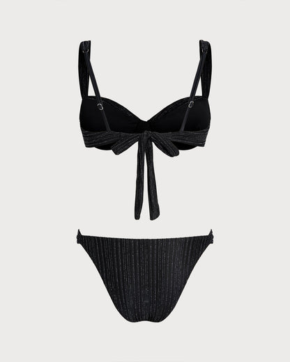 Black Sequins Underwire Bikini Set