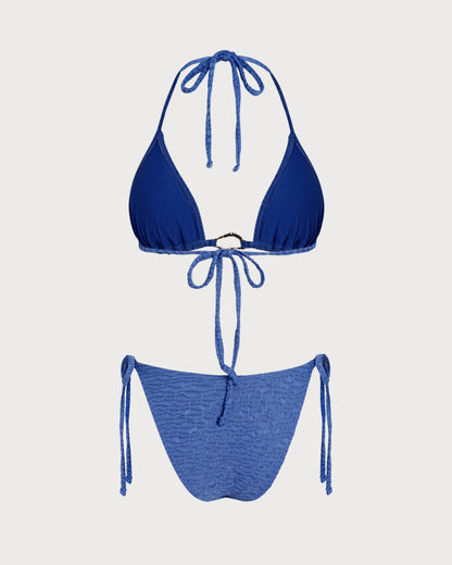 Blue Halter Triangle Bikini Set