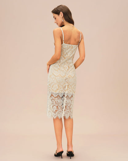 Off White Floral Textured Midi Dress
