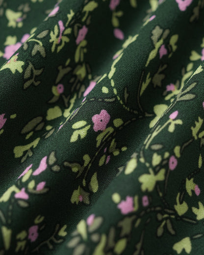 Green V Neck Floral Midi Dress