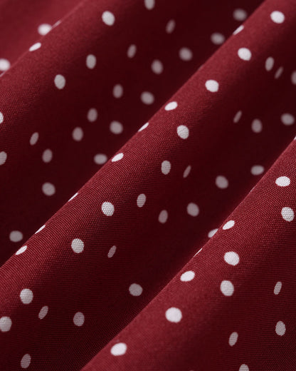 Red Butterfly Sleeve Polka Dot Midi Dress