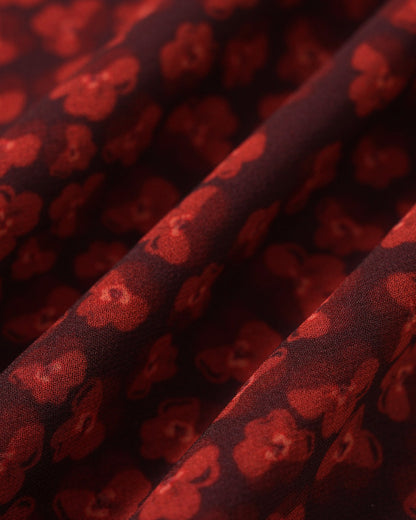 Red Boat Neck Floral Mini Dress