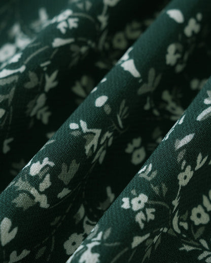 Green Square Neck Floral Mini Dress