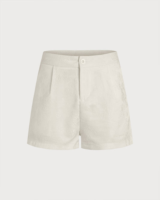 Apricot Jacquard Pockets Shorts