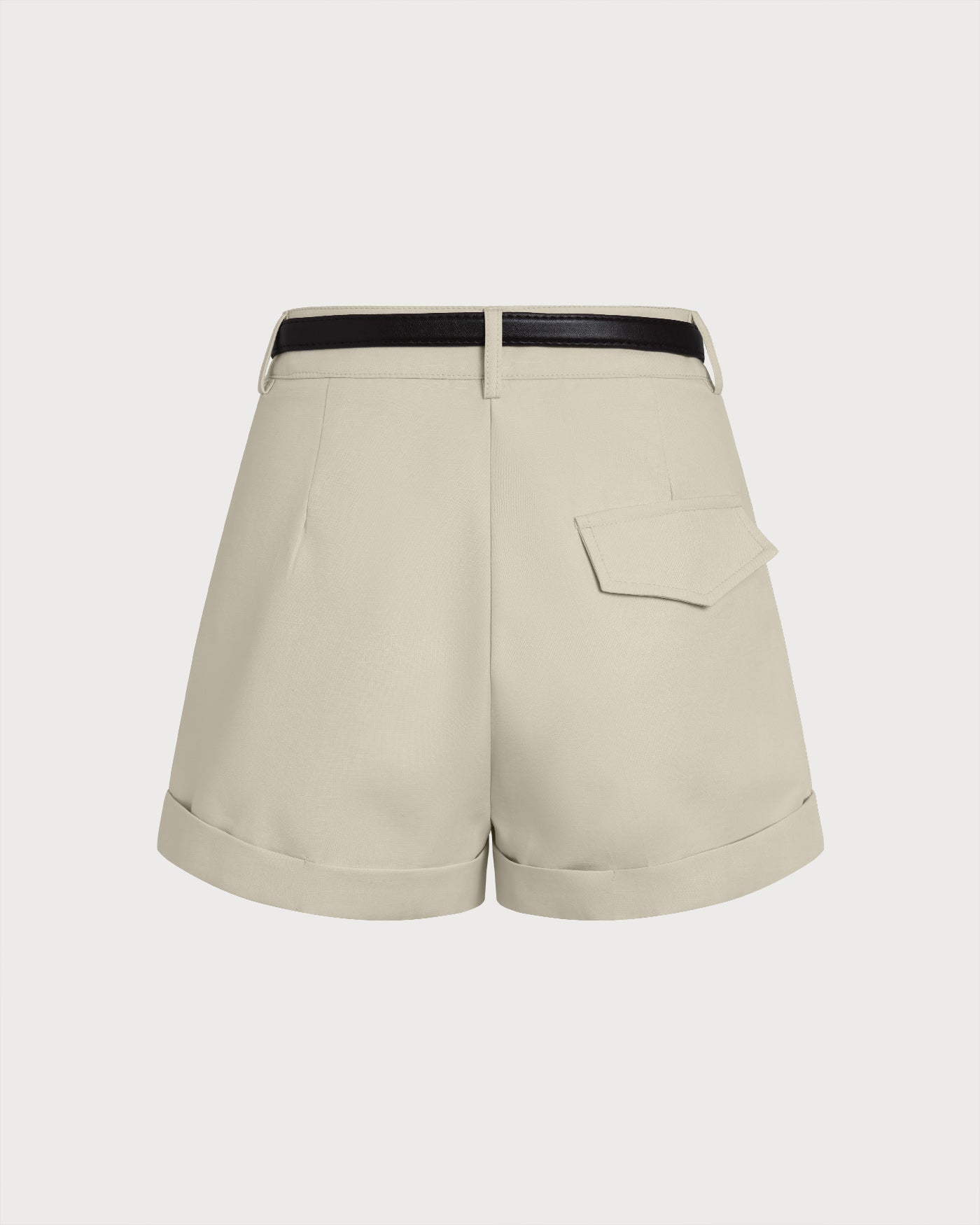 Grey Belt Zipper Shorts