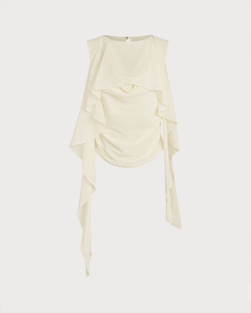 Apricot Round Neck Ruched Tee