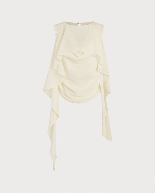 Apricot Round Neck Ruched Tee